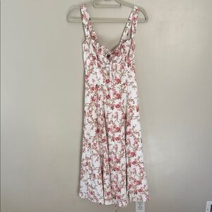 Commense Floral Maxi Dress in White and Pink